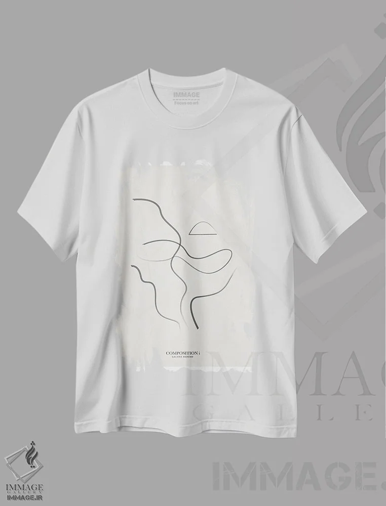 تیشرت سفید طرح دار ترکیب ۱، آبستره اثر فلاور لاو چایلد | immage.ir
