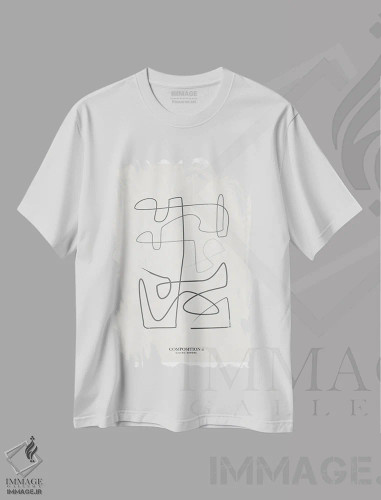 تیشرت سفید طرح دار ترکیب ۲، آبستره اثر فلاور لاو چایلد | فروشگاه ایماژ