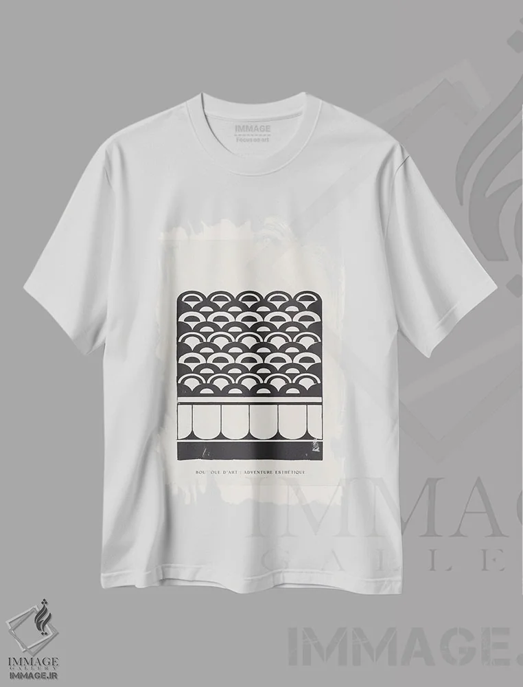 تیشرت سفید طرح دار قوس زیبایی شناسی، آبستره اثر فلاور لاو چایلد | immage.ir