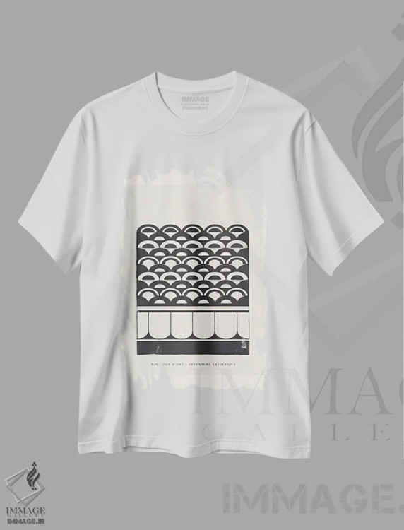 تیشرت سفید طرح دار قوس زیبایی شناسی، آبستره اثر فلاور لاو چایلد | immage.ir