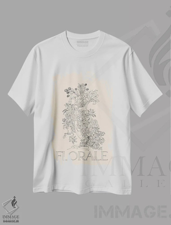 تیشرت سفید طرح دار گلنما، تزئینی اثر فلاور لاو چایلد | immage.ir