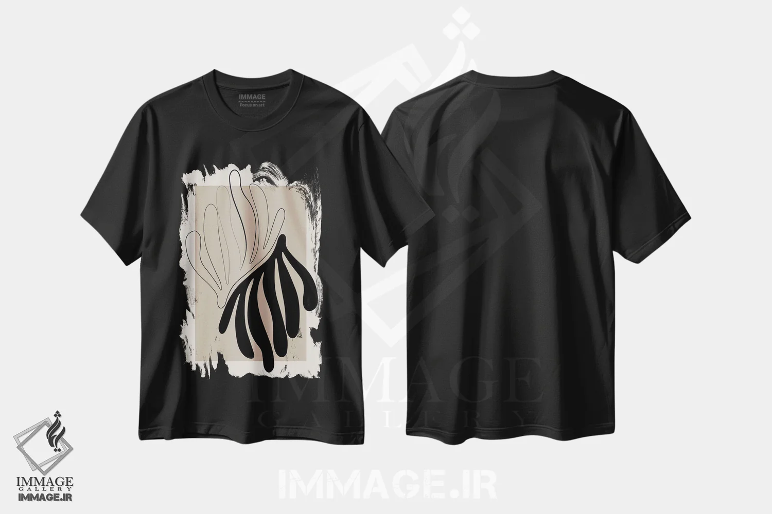 تیشرت مشکی طرح دار پرگل، آبستره اثر فلاور لاو چایلد | فروشگاه ایماژ