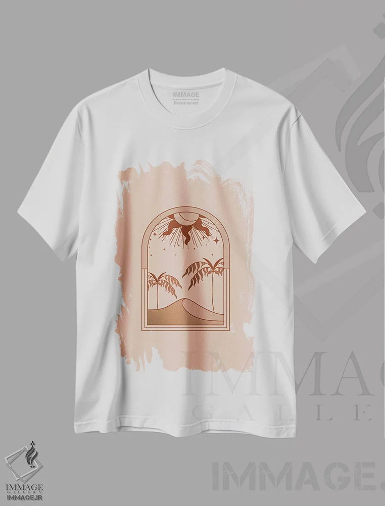 تیشرت سفید طرح دار گایا، آبستره اثر فلاور لاو چایلد | immage.ir