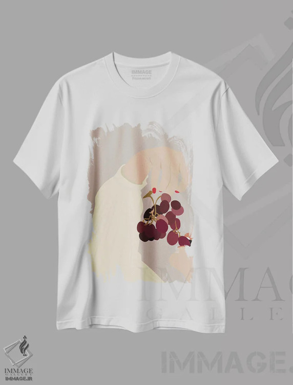 تیشرت سفید طرح دار انگورها، تزئینی اثر فلاور لاو چایلد | immage.ir