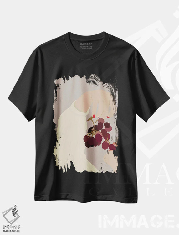 تیشرت مشکی طرح دار انگورها، تزئینی اثر فلاور لاو چایلد | فروشگاه ایماژ