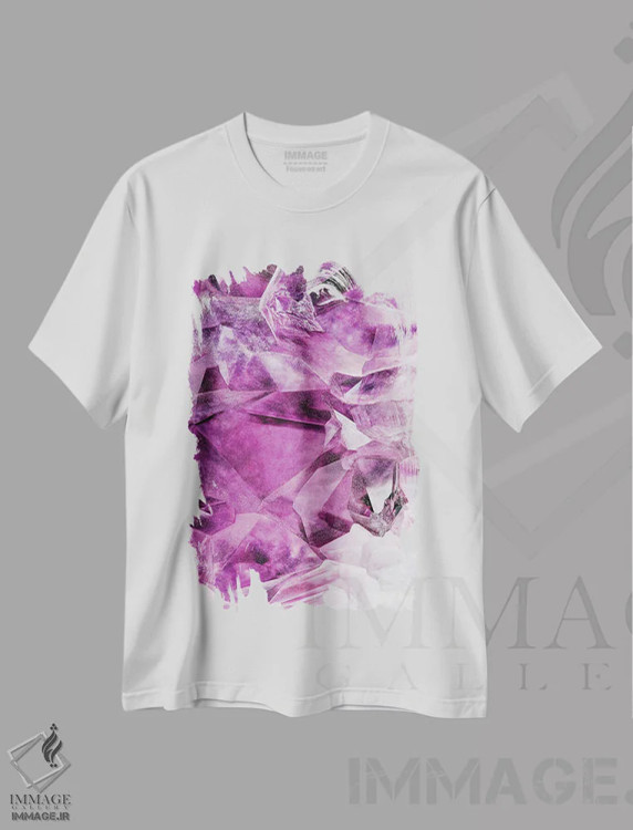 تیشرت سفید طرح دار آمتیست، آبستره اثر فلاور لاو چایلد | immage.ir