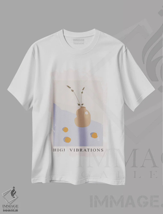 تیشرت سفید طرح دار ارتعاشات بالا، دکور بوهمی اثر فلاور لاو چایلد | فروشگاه ایماژ