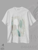 تیشرت سفید طرح دار گل دار مه دریایی ۱، آبستره اثر فلورا کوتا | فروشگاه ایماژ