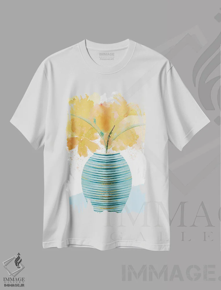 تیشرت سفید طرح دار طبیعت بی جان پرطراوت ۱، دکور بوهمی اثر فلورا کوتا | immage.ir