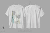 تیشرت سفید طرح دار گل دار مه دریایی ۲، آبستره اثر فلورا کوتا | immage.ir