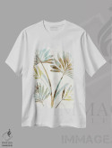 تیشرت سفید طرح دار سایه برگ ها ۲، تزئینی اثر فلورا کوتا | فروشگاه ایماژ