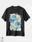 تیشرت مشکی طرح دار خشخاش های آبی ۱، تزئینی اثر فلورا کوتا | immage.ir