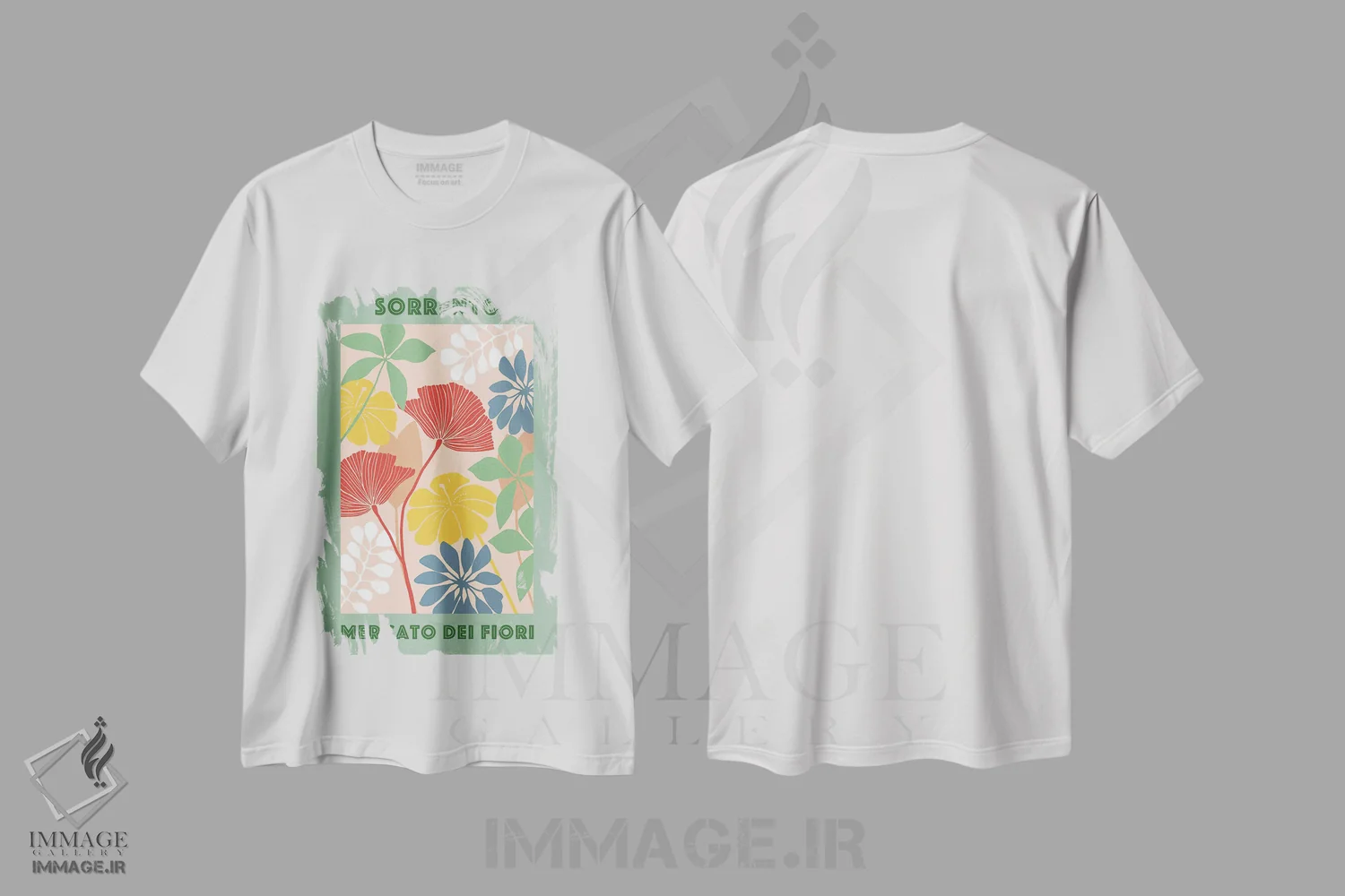 تیشرت سفید طرح دار بازار گل ۲، تزئینی اثر فلورا کوتا | فروشگاه ایماژ