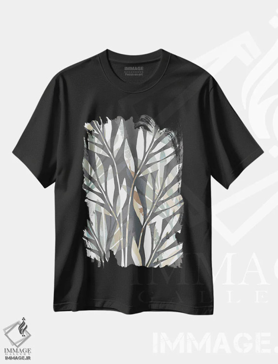 تیشرت مشکی طرح دار پالمیراس ۲، تزئینی اثر فلورا کوتا | فروشگاه ایماژ
