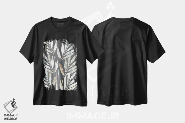 تیشرت مشکی طرح دار پالمیراس ۲، تزئینی اثر فلورا کوتا | فروشگاه ایماژ