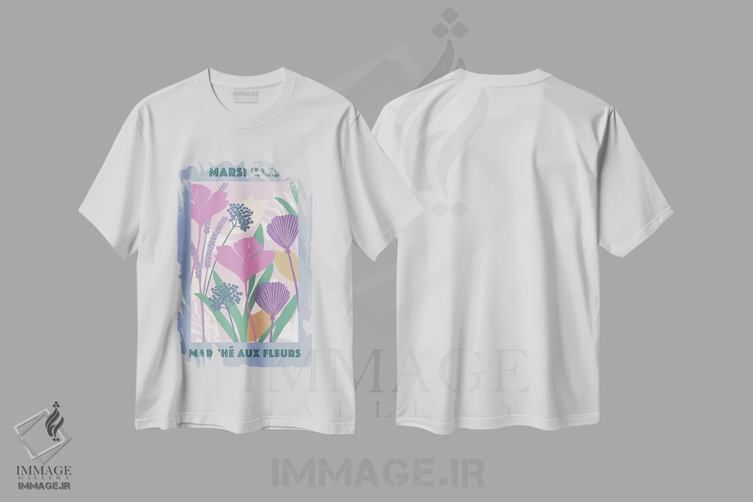تیشرت سفید طرح دار بازار گل ۳، تزئینی اثر فلورا کوتا | immage.ir