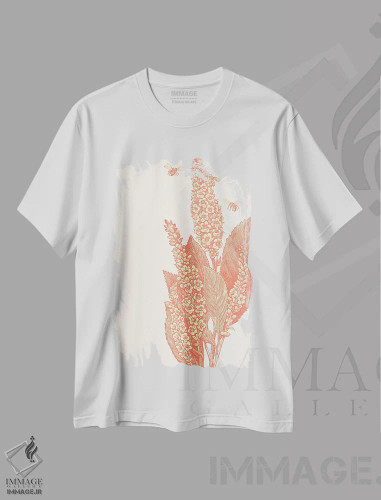 تیشرت سفید طرح دار زنبورها و گل، تزئینی اثر فایو بای فایو کالکتیو | فروشگاه ایماژ