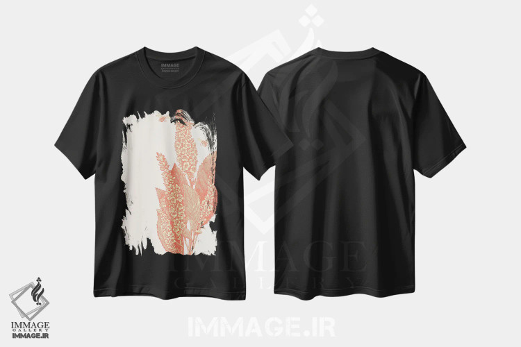تیشرت مشکی طرح دار زنبورها و گل، تزئینی اثر فایو بای فایو کالکتیو | immage.ir