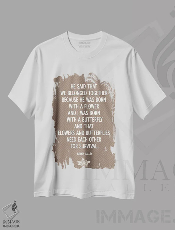 تیشرت سفید طرح دار گل ها و پروانه ها، تزئینی اثر فایو بای فایو کالکتیو | immage.ir