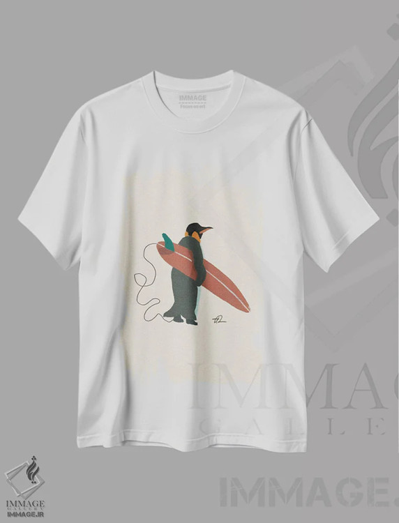 تیشرت سفید طرح دار آماده شو، دکور ساحلی اثر فابیان لاواتر | فروشگاه ایماژ