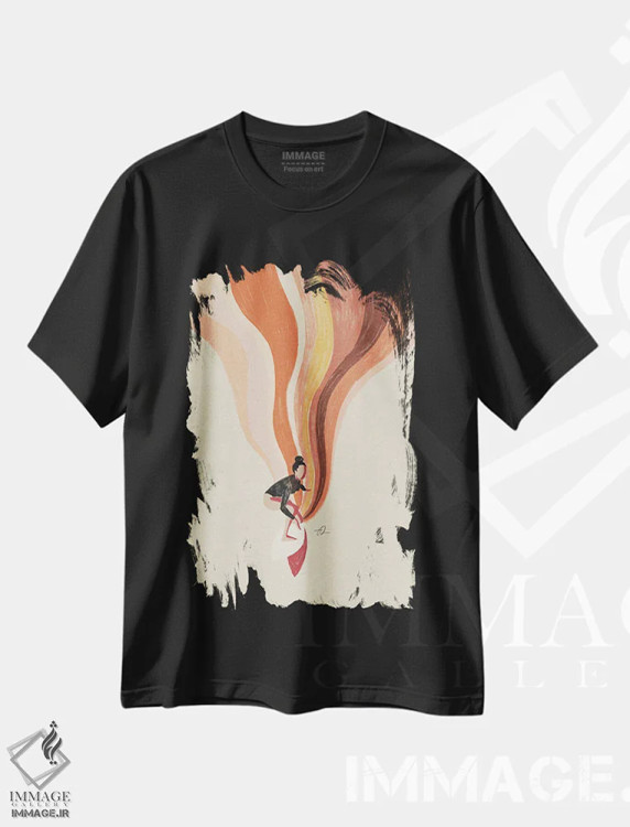 تیشرت مشکی طرح دار به هم ریختن، دکور ساحلی اثر فابیان لاواتر | immage.ir