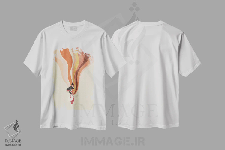 تیشرت سفید طرح دار به هم ریختن، دکور ساحلی اثر فابیان لاواتر | فروشگاه ایماژ