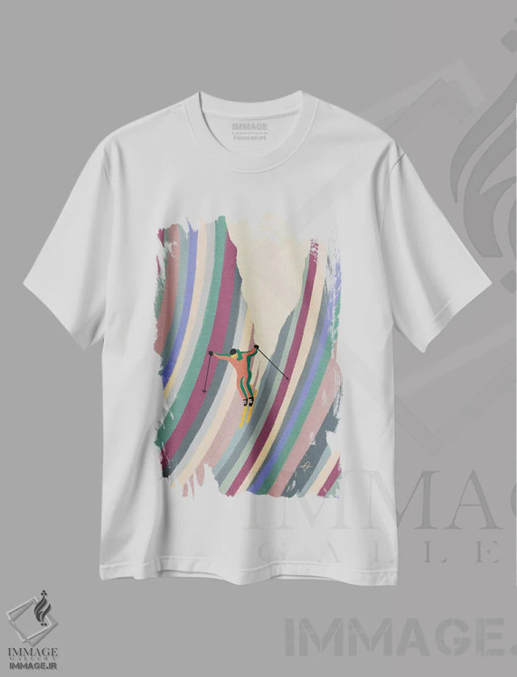 تیشرت سفید طرح دار پایین دامنه ها، مدیوم اثر فابیان لاواتر | immage.ir