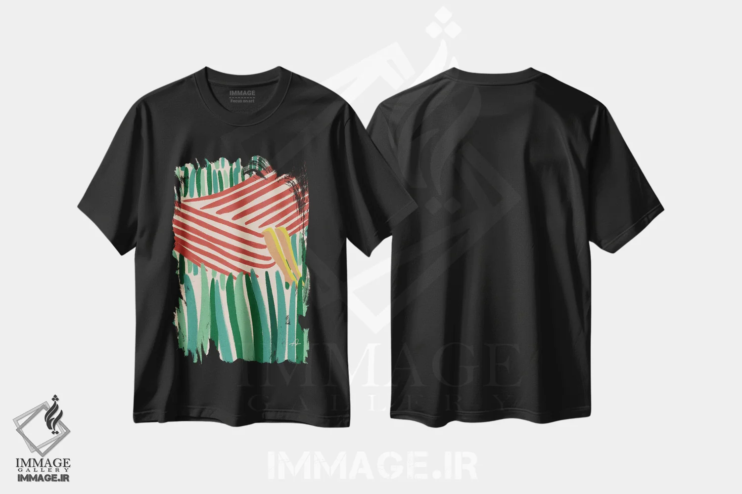 تیشرت مشکی طرح دار تحمل کن، تزئینی اثر فابیان لاواتر | immage.ir