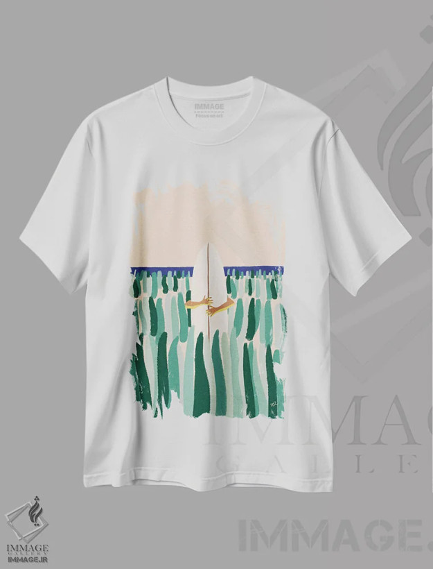 تیشرت سفید طرح دار قایم باشک، دکور ساحلی اثر فابیان لاواتر | فروشگاه ایماژ