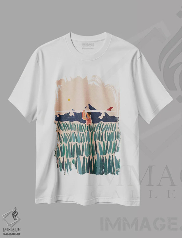 تیشرت سفید طرح دار راه بلند تا ساحل، مدیوم اثر فابیان لاواتر | فروشگاه ایماژ