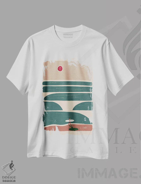 تیشرت سفید طرح دار رهگذر، دکور ساحلی اثر فابیان لاواتر | immage.ir