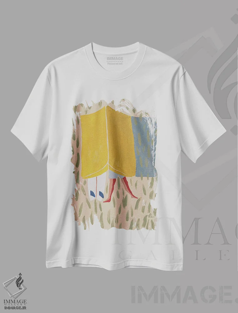 تیشرت سفید طرح دار بعد از موج سواری، دکور ساحلی اثر فابیان لاواتر | فروشگاه ایماژ