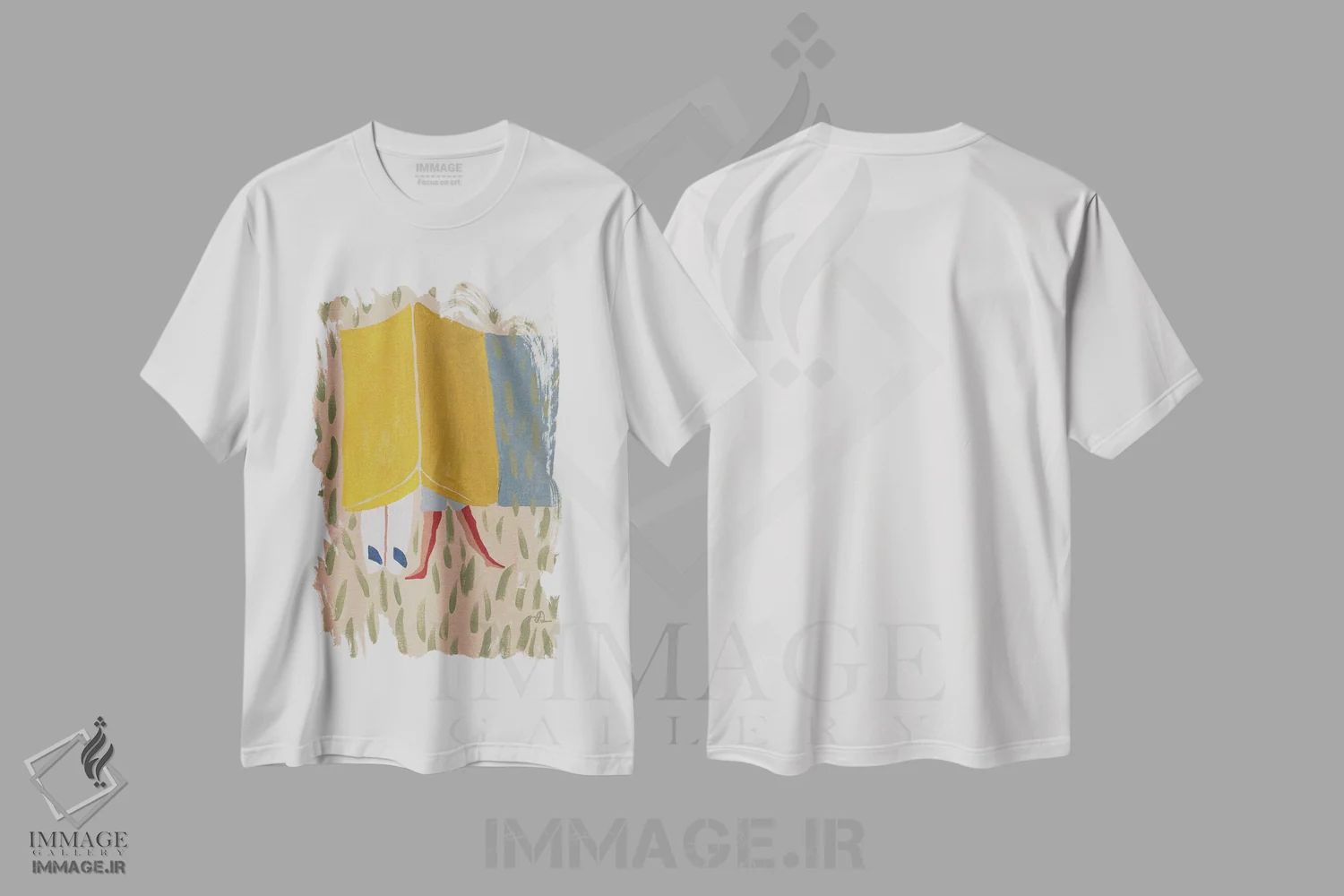 تیشرت سفید طرح دار بعد از موج سواری، دکور ساحلی اثر فابیان لاواتر | فروشگاه ایماژ