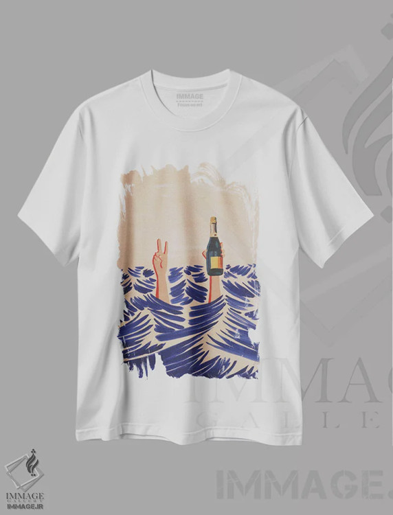 تیشرت سفید طرح دار مشروب و آرامش، دکور ساحلی اثر فابیان لاواتر | فروشگاه ایماژ