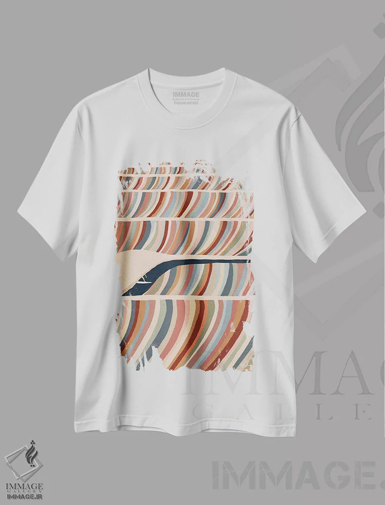 تیشرت سفید طرح دار سایه، دکور ساحلی اثر فابیان لاواتر | فروشگاه ایماژ