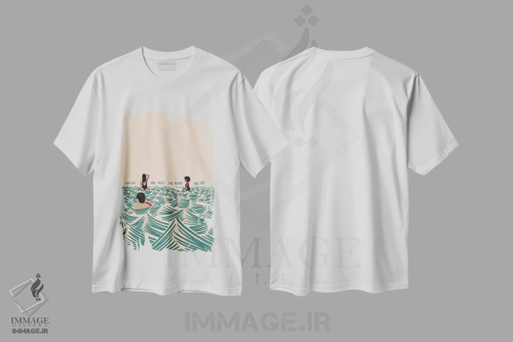 تیشرت سفید طرح دار هرچه کمتر نیاز داری، دکور ساحلی اثر فابیان لاواتر | فروشگاه ایماژ