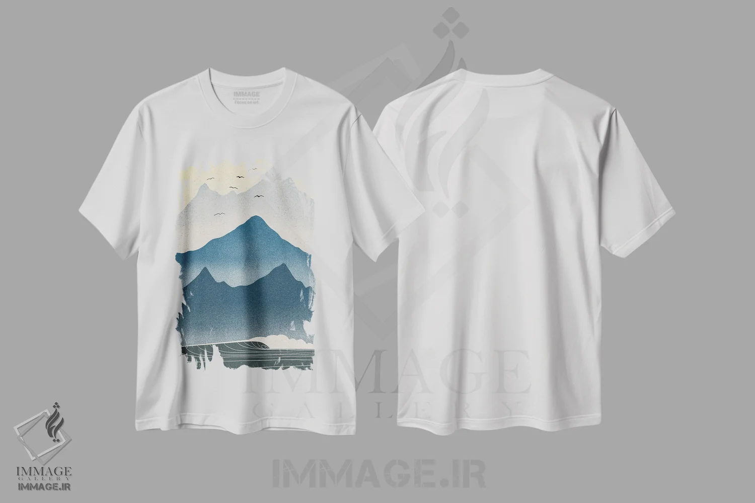 تیشرت سفید طرح دار صبح های آبی، تزئینی اثر فابیان لاواتر | فروشگاه ایماژ