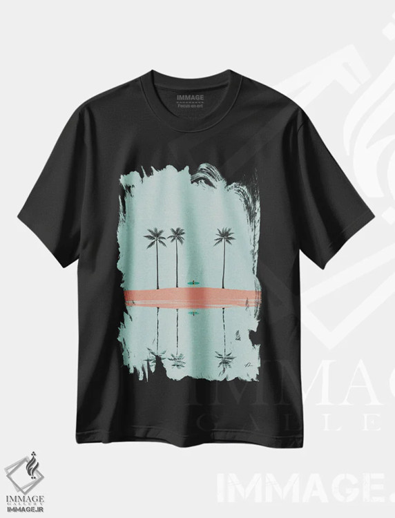 تیشرت مشکی طرح دار بازتاب، دکور ساحلی اثر فابیان لاواتر | immage.ir