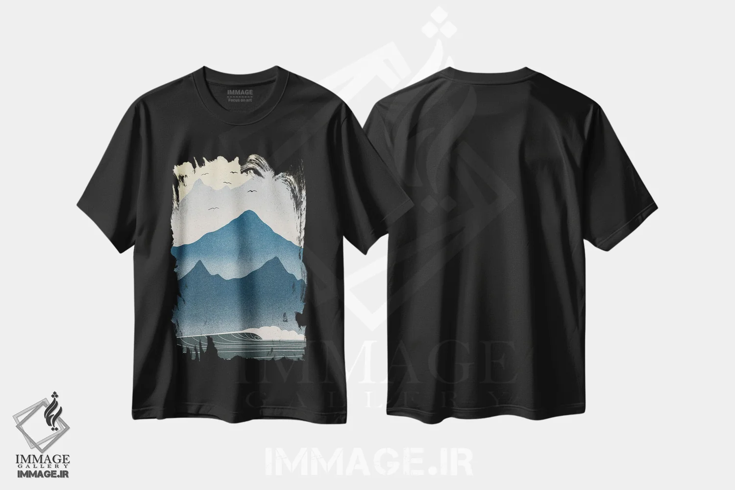 تیشرت مشکی طرح دار صبح های آبی، تزئینی اثر فابیان لاواتر | immage.ir