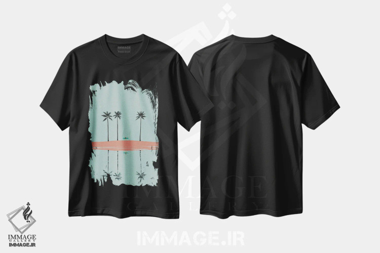 تیشرت مشکی طرح دار بازتاب، دکور ساحلی اثر فابیان لاواتر | immage.ir