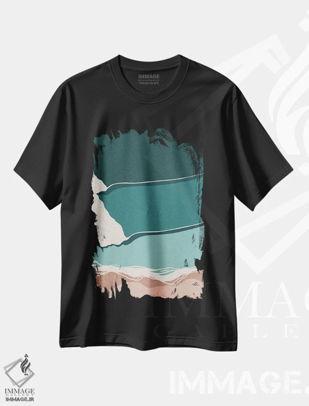 تیشرت مشکی طرح دار دیدگاه، دکور ساحلی اثر فابیان لاواتر | فروشگاه ایماژ