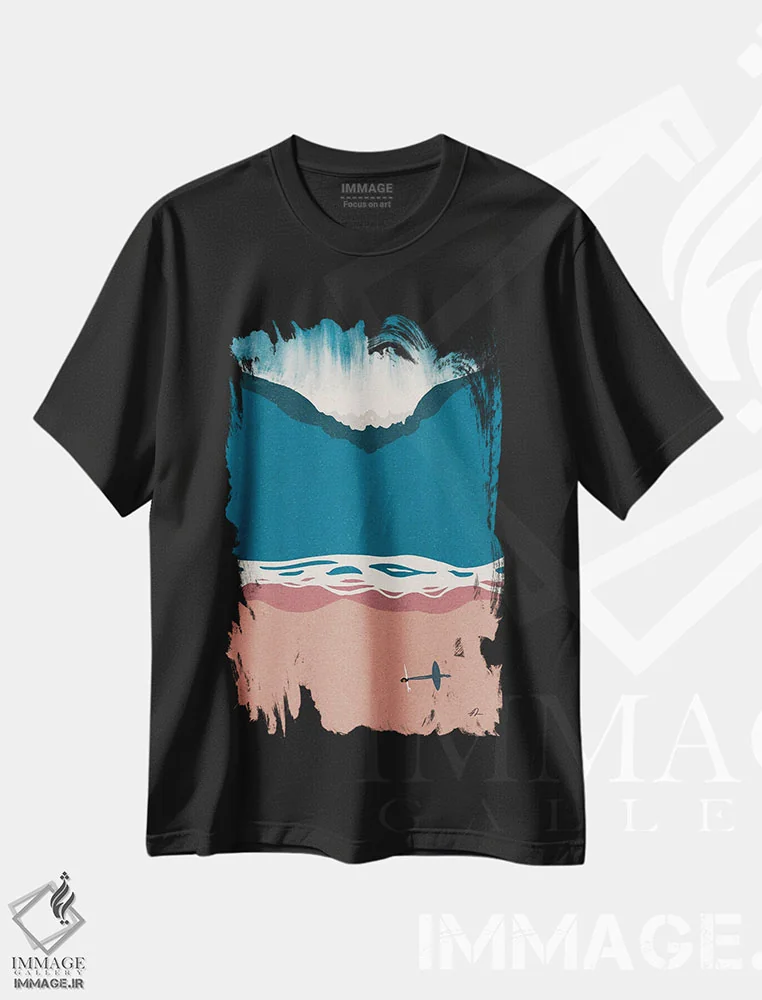 تیشرت مشکی طرح دار بازی ذهنی، دکور ساحلی اثر فابیان لاواتر | immage.ir