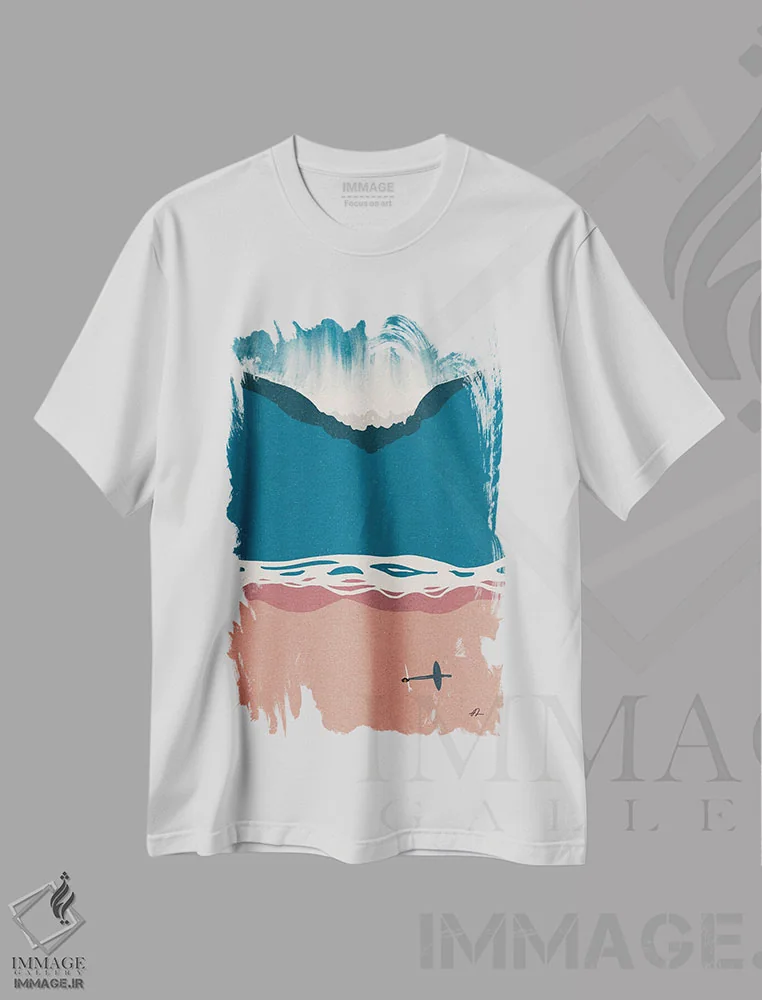 تیشرت سفید طرح دار بازی ذهنی، دکور ساحلی اثر فابیان لاواتر | فروشگاه ایماژ