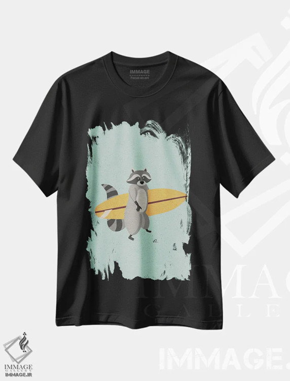 تیشرت مشکی طرح دار راکن موج سوار، دکور ساحلی اثر فابیان لاواتر | immage.ir
