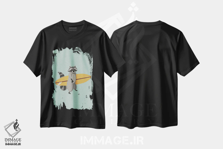 تیشرت مشکی طرح دار راکن موج سوار، دکور ساحلی اثر فابیان لاواتر | immage.ir