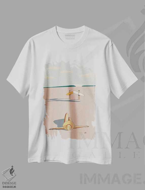 تیشرت سفید طرح دار دوراهی II، دکور ساحلی اثر فابیان لاواتر | فروشگاه ایماژ