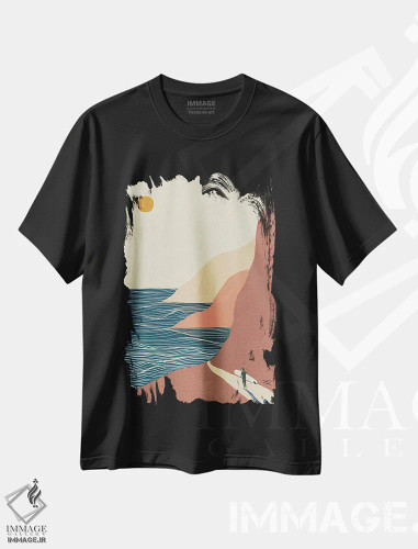 تیشرت مشکی طرح دار کاوش، تزئینی اثر فابیان لاواتر | فروشگاه ایماژ