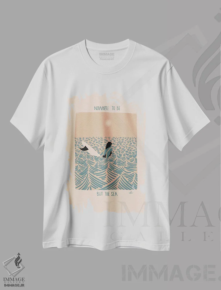 تیشرت سفید طرح دار جایی برای بودن نیست، دکور ساحلی اثر فابیان لاواتر | فروشگاه ایماژ