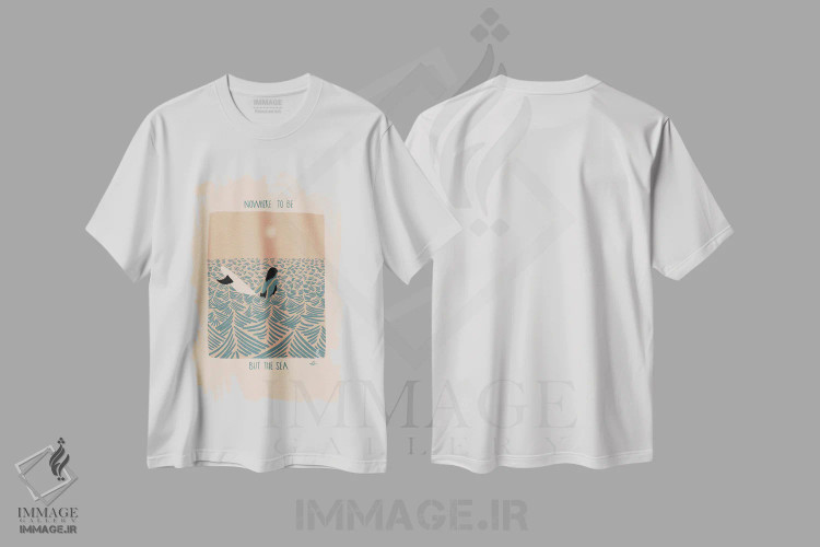 تیشرت سفید طرح دار جایی برای بودن نیست، دکور ساحلی اثر فابیان لاواتر | فروشگاه ایماژ