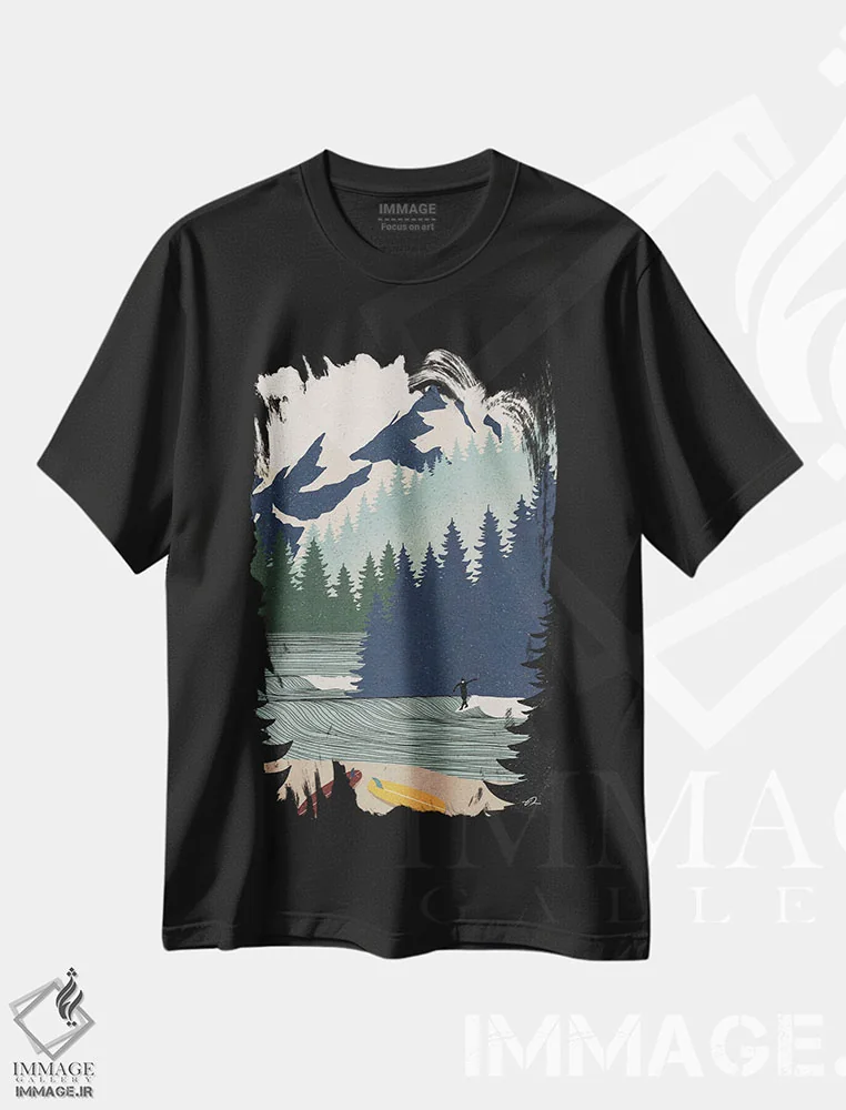 تیشرت مشکی طرح دار مکان مخفی، تزئینی اثر فابیان لاواتر | immage.ir